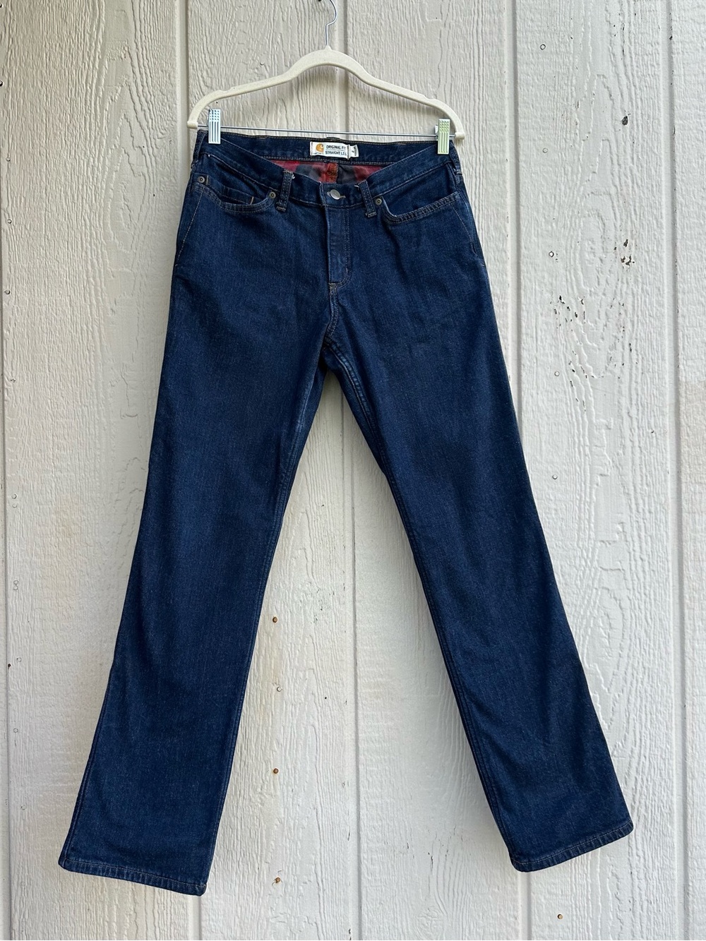 Carhartt Women's Flannel Lined Straight Mid Rise Leg Jeans Size 8